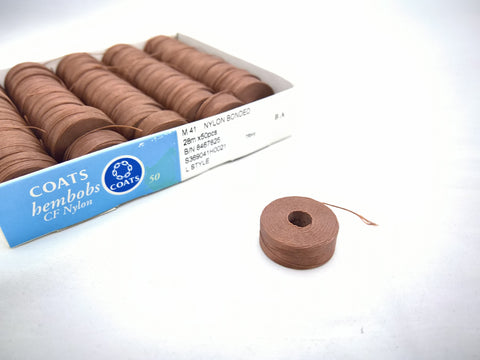 Coats Hembobs - Bonded Nylon L Style Pre-Wound Bobbins. Box of 50 Rolls